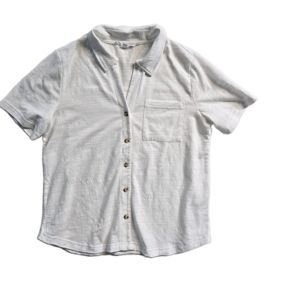 Jane & Delancey Women's  Short Shorts Sleeves Shirt  Button Up M White